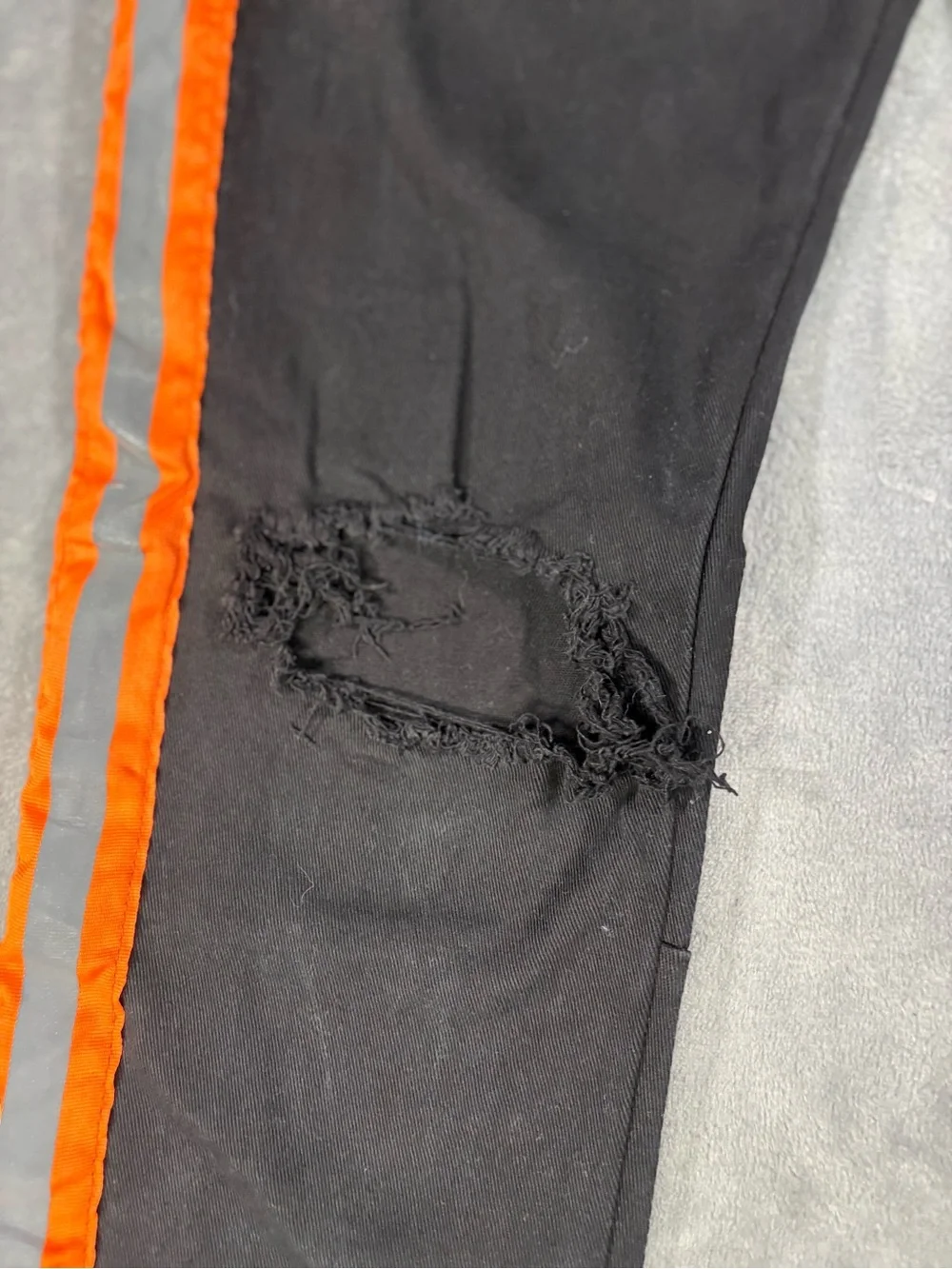 Black NovaMen’s Skinny Jeans with Orange Reflective Side Stripes